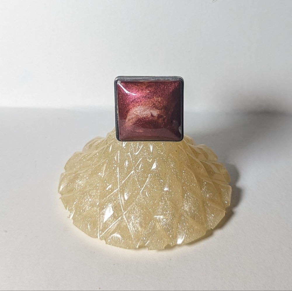 Ruby Red And White Square Statement Ring - image 2